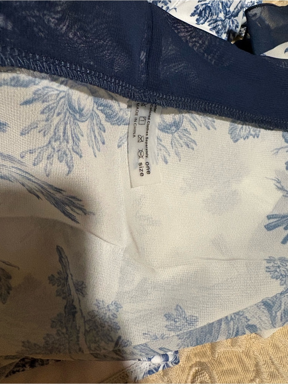 Blue Toile Print Women’s One-Piece Swimsuit and Sarong. Never worn! - Picture 4 of 5